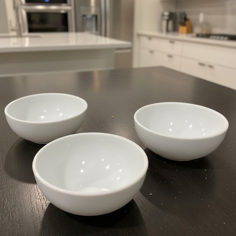 Corning Milk Glass Cereal Bowls, Set of 3, Embossed‎ Restaurant Ware, Dinnerware
